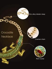 Rhinestone trang trí vòng cổ thiết kế thằn lằn - màu xanh lá - Xem 3