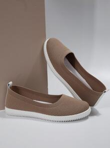 Zapatos cómodos sin cordones - Caqui - Ver 4