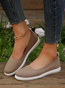 Zapatos cómodos sin cordones - Caqui - Ver 1