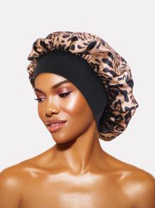 Leopard Print Hair Bonnet - Multicolor - View 1