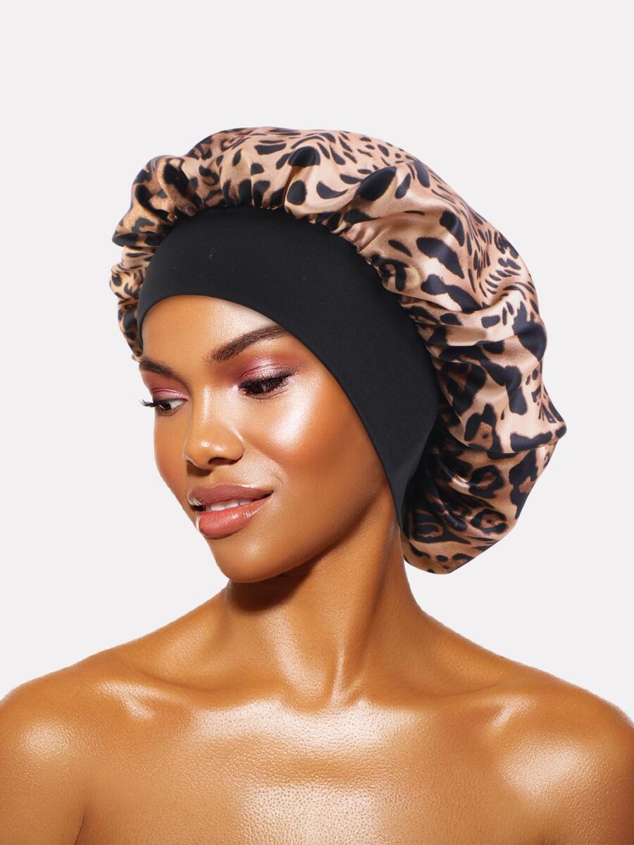 Leopard Print Hair Bonnet - Multicolor - View 1
