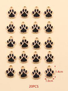 20pcs Black Oil Drip Bear Paw Shaped Beads - Black - View 2