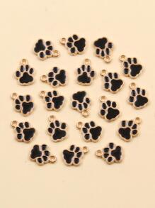 20pcs Black Oil Drip Bear Paw Shaped Beads - Black - View 1