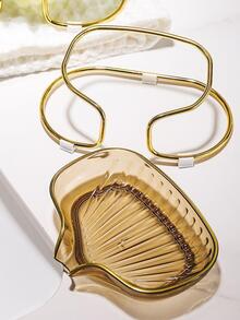 1入組家用的浴室防滑可拆卸肥皂盒帶引流 - 金色 - 查看 3