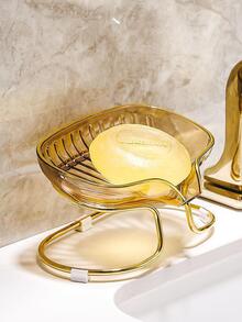 1入組家用的浴室防滑可拆卸肥皂盒帶引流 - 金色 - 查看 2