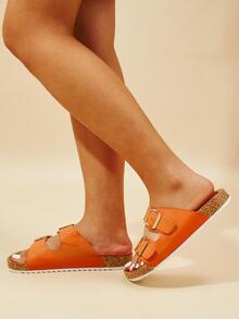 Men's Thick-soled Buckled Open Toe Beach Slippers - Orange - View 2