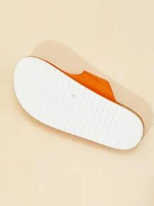 Men's Thick-soled Buckled Open Toe Beach Slippers - Orange - View 6