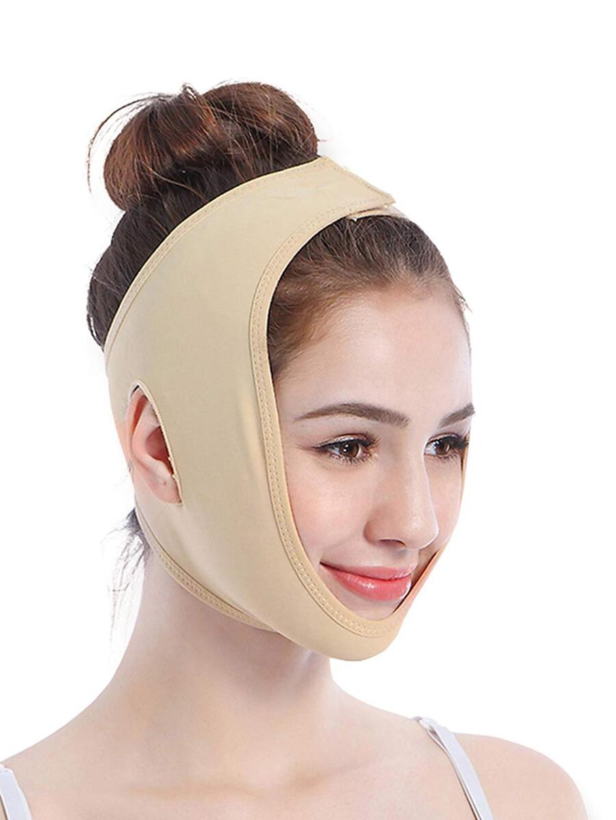 Mặt Đai, 1 Di Động Làm Săn Chắc Đôi Cằm Ban Nhạc Nâng Cơ Mặt Dacron & Spandex Màu Be Chuyên Nghiệp Nâng Và Làm Săn Chắc Mặt Băng - Màu be - Xem 1