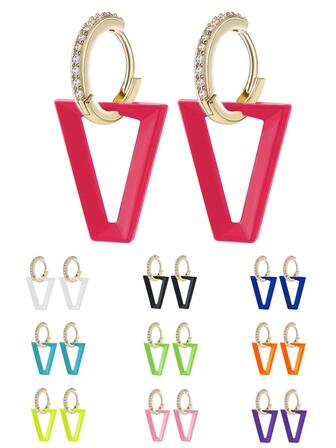 1 Pair Gold Color Women Dangle Earring Geometric Triangle Painting Neon Green Fluorescent Jewelry Earring for women Hoop