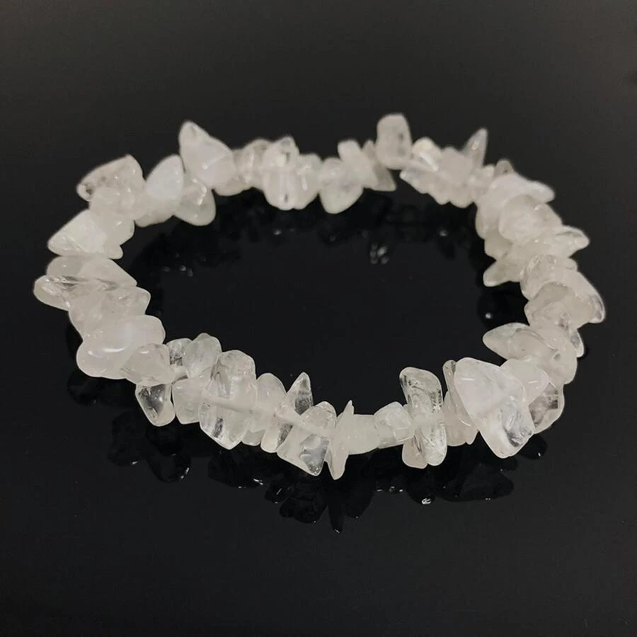 Vòng Tay Reiki Chữa Bệnh Điều Trị Tập Yoga Pha Lê Trắng Trong Chip Hạt Đá Nữ Vòng Tay Vòng Tay Dành Cho Nữ Trang Sức - trắng - Xem 1