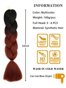 件裝大號編織頭髮 24 英寸適合婦女和兒童日常假期和角色扮演編織服裝黑棕色多色時尚合成頭髮鉤針接髮實用而靈活的高溫頭髮 - 彩色 - 查看 3