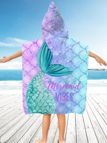 1 Peça Capa de Banho Com Capuz no Estilo Cauda de Sereia, Decoração de Casamento de Verão, Casa de Banho, Decoração, Roupa de Praia, Volta às Aulas