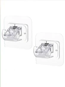 2pcs Self-Adhesive Curtain Rod Holder Hooks - Easy Installation, No Drilling Required, Multipurpose Hooks for Curtains, Towels, and More - Clear - View 11