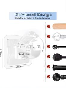 2pcs Self-Adhesive Curtain Rod Holder Hooks - Easy Installation, No Drilling Required, Multipurpose Hooks for Curtains, Towels, and More - Clear - View 4