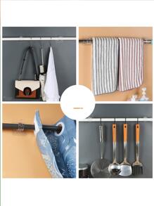 2pcs Self-Adhesive Curtain Rod Holder Hooks - Easy Installation, No Drilling Required, Multipurpose Hooks for Curtains, Towels, and More - Clear - View 8