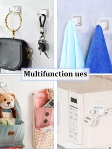 2pcs Self-Adhesive Curtain Rod Holder Hooks - Easy Installation, No Drilling Required, Multipurpose Hooks for Curtains, Towels, and More - Clear - View 3