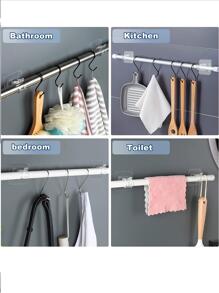 2pcs Self-Adhesive Curtain Rod Holder Hooks - Easy Installation, No Drilling Required, Multipurpose Hooks for Curtains, Towels, and More - Clear - View 7