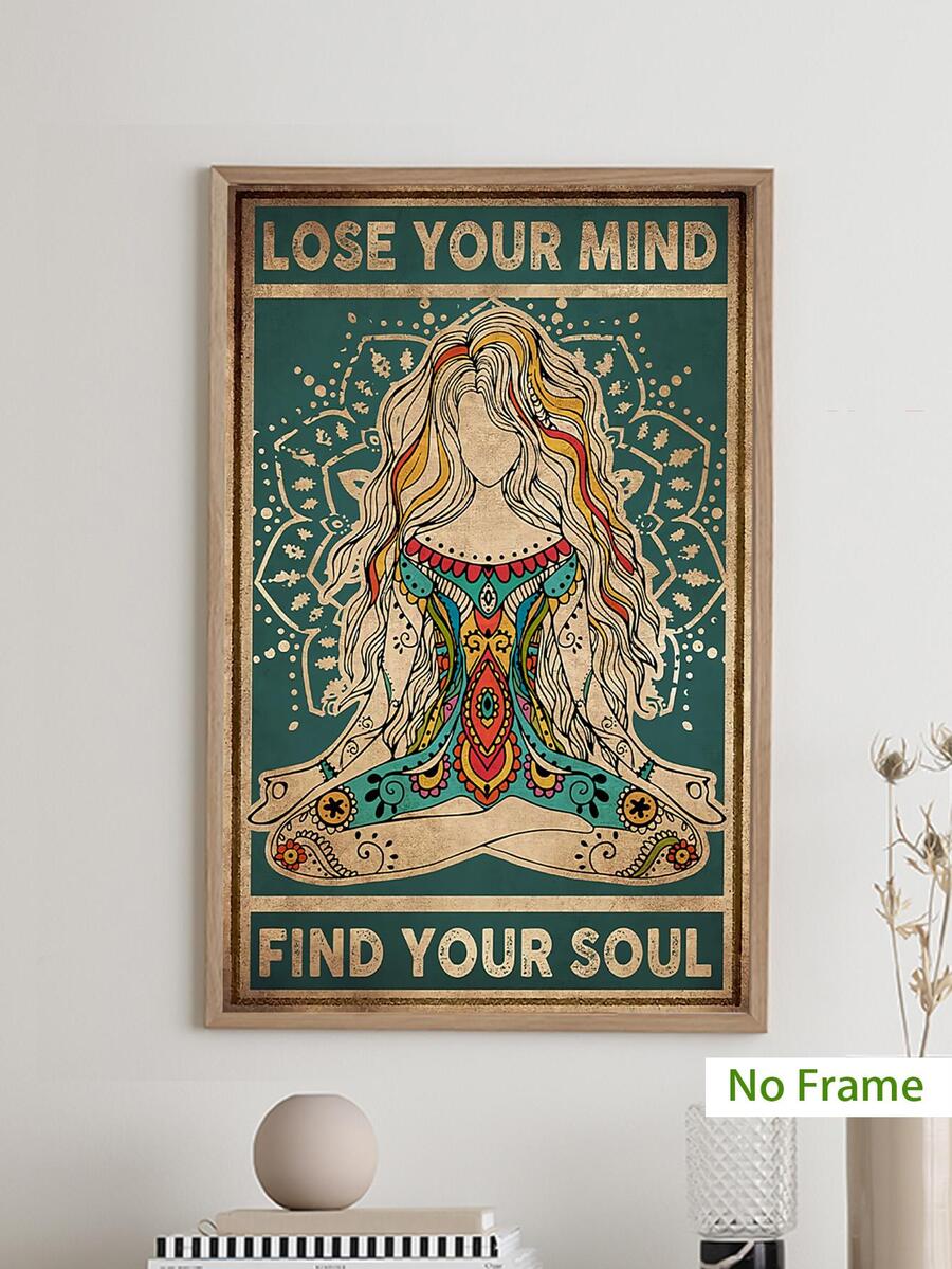 11.8*17.7 英寸/15.7*23.6 英寸冥想女人尋求靈魂的帆布印刷品,深色肖像牆壁藝術,客廳臥室裝飾,牆壁海報,家居裝飾 Wa013