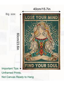 11.8*17.7 英寸/15.7*23.6 英寸冥想女人尋求靈魂的帆布印刷品,深色肖像牆壁藝術,客廳臥室裝飾,牆壁海報,家居裝飾 Wa013