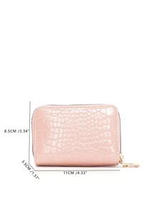 1 件鱷魚圖案卡包信用收納袋男女卡包錢包小錢包雙層拉鍊零錢包男女,適合日常購物、學校旅行 - 粉色 - 查看 6