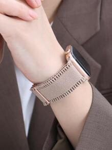 1pc Women Ruffle Fringe Elastic Polyamide Strap 38/40/41/42/44/45/49mm, Compatible With Apple Watch Ultra/SE/8/7/6/5/4/3/2/1 - Brown - View 5