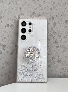 镶钻装饰手机壳，带凸起式手机支架，国际版，非国内版 - 白色 - 查看 3