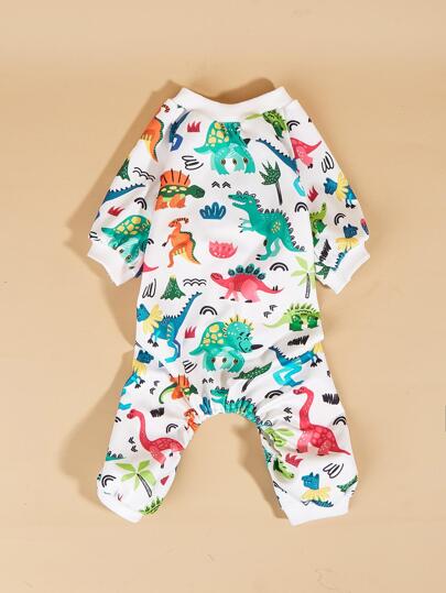 1pc Colorful Dinosaur Print Pet Apparel, Suitable For Cats And Dogs, Four Legs, All-Season Wear