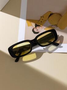 1pair Women Square Frame Boho Shades Fashion Glasses For Women Men Retro Fashion Glasses 90's Vintage For Outdoor Summer - Black and White - View 3