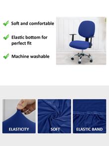 1/2pcs Plain Polyester Fiber Detachable Office Chair Cover, Modern Minimalist Design, Suitable For Office, Study And Home - Blue - View 4