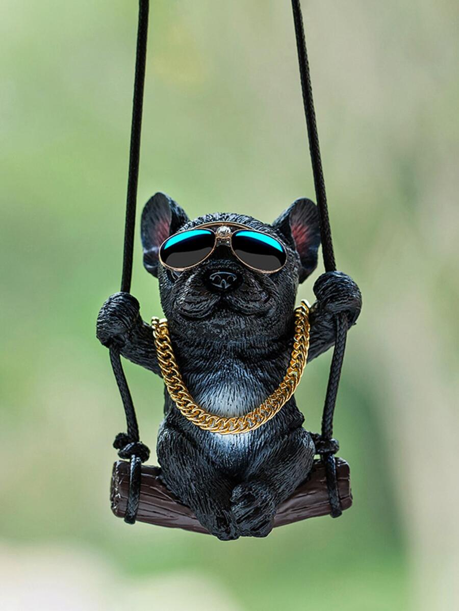 1入組黑色狗狗車裝飾用品吊墜帶眼鏡項鍊 - 彩色 - 查看 1