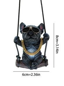 1入組黑色狗狗車裝飾用品吊墜帶眼鏡項鍊 - 彩色 - 查看 6