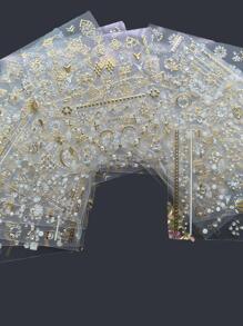 A小金光閃閃美甲貼紙,30床單3D金屬質感金色發亮彩虹色奢華指甲自黏式貼花適合女士女孩沙龍家庭DIY