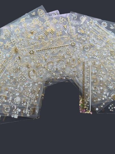 A小金光閃閃美甲貼紙,30床單3D金屬質感金色發亮彩虹色奢華指甲自黏式貼花適合女士女孩沙龍家庭DIY