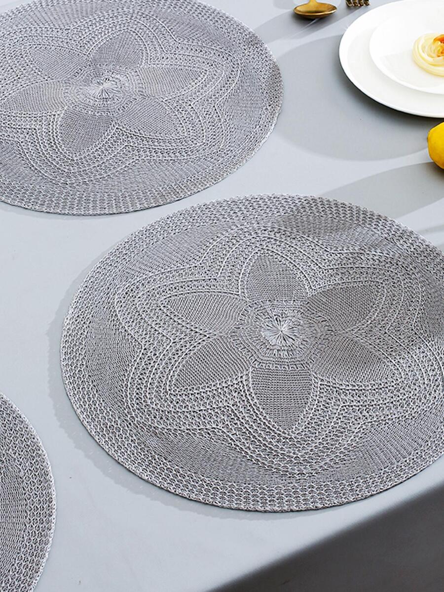 1pc PP Place Mat, Minimalist Woven Table Mat For Home - Grey - View 1