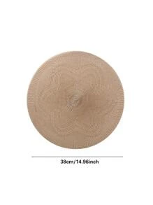 1pc PP Place Mat, Minimalist Woven Table Mat For Home - Coffee Brown - View 5