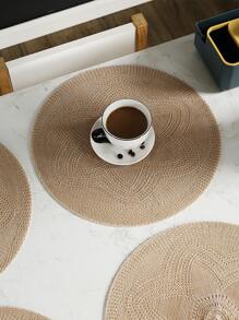 1pc PP Place Mat, Minimalist Woven Table Mat For Home - Coffee Brown - View 2