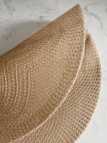 1pc PP Place Mat, Minimalist Woven Table Mat For Home - Coffee Brown - View 4