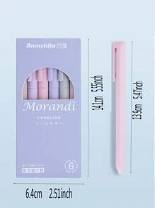 6pcs/Set Morandi Color Neutral Pen, Suitable For Students - White - View 4