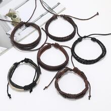 6 cái/bộ Vòng tay chi tiết bện - màu nâu - Xem 4