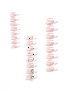 Get Glamorous With 24pcs Long Almond Star Decor Full Cover Fake Nail Set - Multicolor - View 2