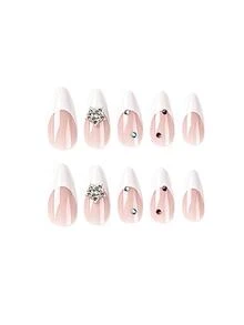 Get Glamorous With 24pcs Long Almond Star Decor Full Cover Fake Nail Set - Multicolor - View 5