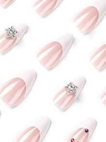 Get Glamorous With 24pcs Long Almond Star Decor Full Cover Fake Nail Set - Multicolor - View 3