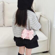 Cute Bow Children's Shoulder Bag Simple Girls PU Leather Small Coin Purse Crossbody Bags Solid Color Kids Handbags Messenger Bags - Pink - View 2