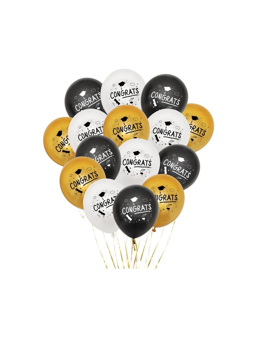 12入組/套乳膠氣球，畢業派對用現代字母圖形裝飾氣球 - 彩色 - 查看 1