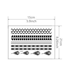 Pegatina tatuaje negro pluma & con patrón de escamas de pez temporario impermeable & de larga duración