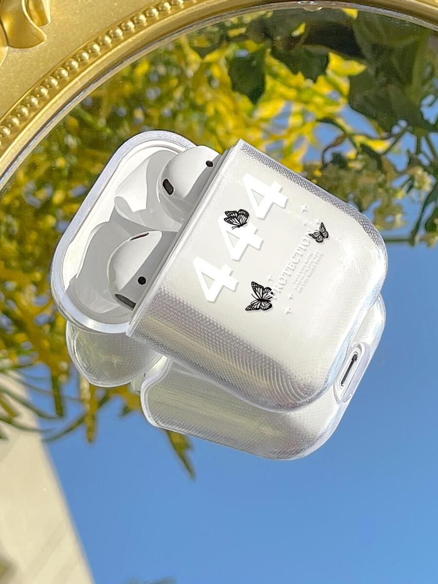 Hộp đựng tai nghe họa tiết con bướm Tương thích với AirPods - Đen và trắng - Xem 1