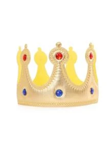 1/2 Pieces Of Adult Golden King Crown, Diamond Cloth Prince Costume, Headpiece, Cake Decoration, Birthday Party Crown Hat - Multicolor - View 2