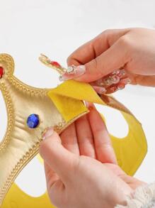 1/2 Pieces Of Adult Golden King Crown, Diamond Cloth Prince Costume, Headpiece, Cake Decoration, Birthday Party Crown Hat - Multicolor - View 5