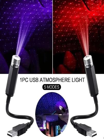 1pc USB Atmosphere LED Night Light, Adjustable Decorative Lights For Indoor Decoration, Night Lights Ceiling, Roof Interior Decoration Projection Star Empty Top