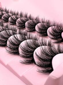 10 对猫睫毛 3D 仿貂皮睫毛自然假睫毛戏剧性浓密蓬松延长 猫睫毛 3D 仿貂皮睫毛自然假睫毛戏剧性浓密睫毛睫毛延长 Ashes 仿貂皮蓬松自然假睫毛假睫毛长妆手工睫毛延长睫毛貂皮睫毛美容眼猫节舞台表演 - 黑色 - 查看 2